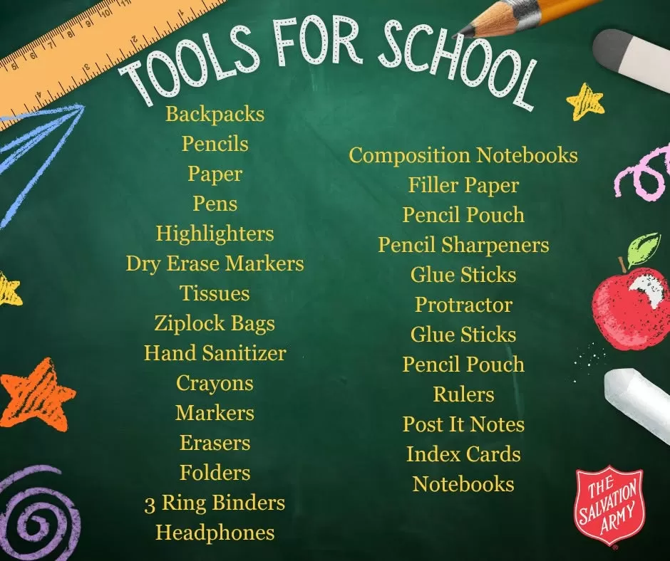 Salvation Army Tools for School Wishlist