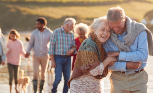 elder couple on beach